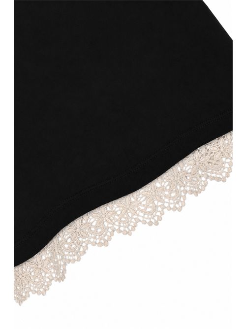 T-shirt Dalai in cotone con pizzo Nero Liviana Conti | L6SW70Y69-0
